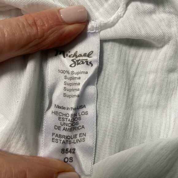 Michael Stars Ava Flutter Ruffle Sleeve 100% Supima Cotton T-Shirt Tee White OS - Picture 8 of 9